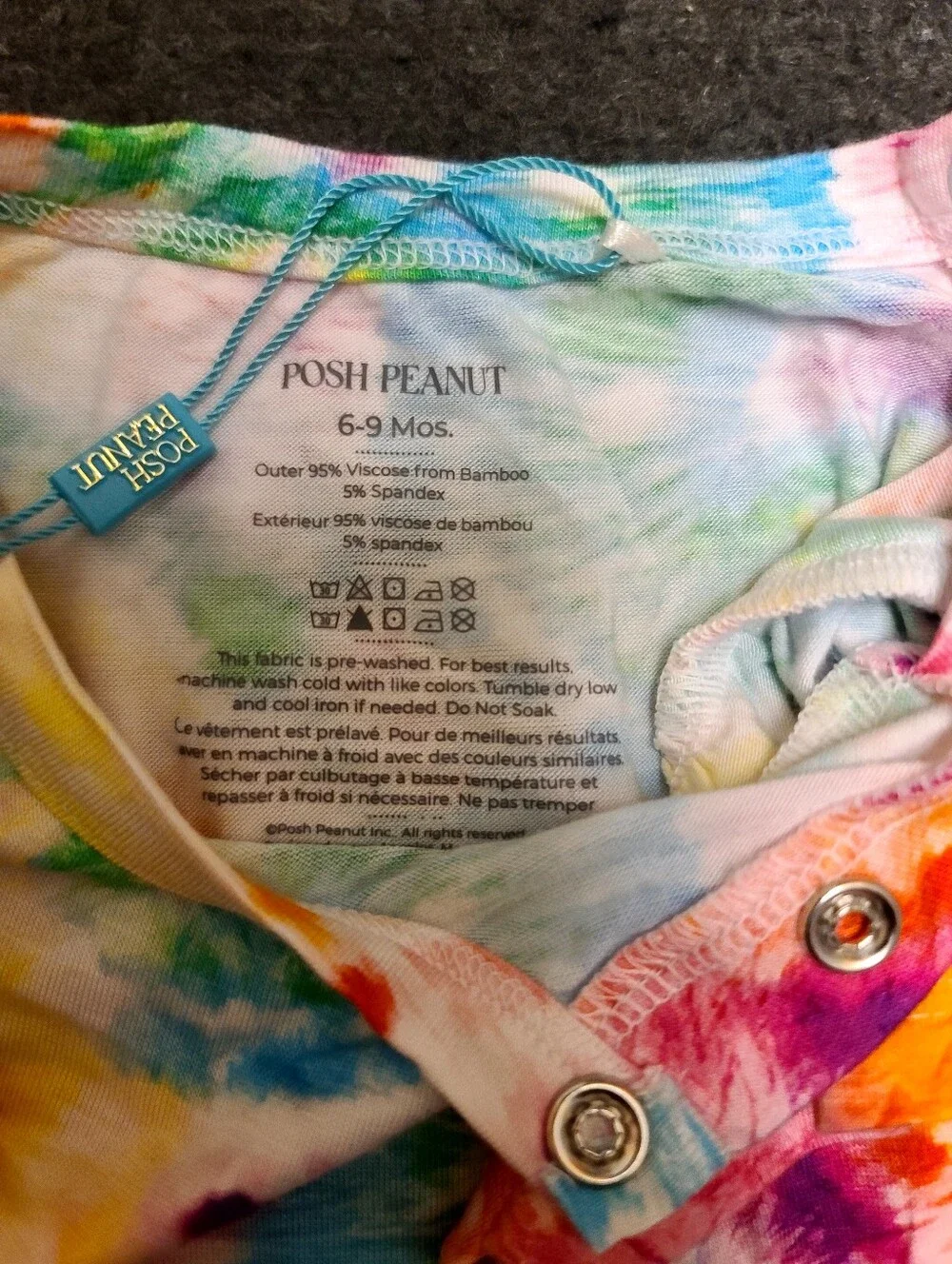 Posh Peanut Totally Tie-Dye Cap Sleeve Romper 6-9 Months  RETAIL $38